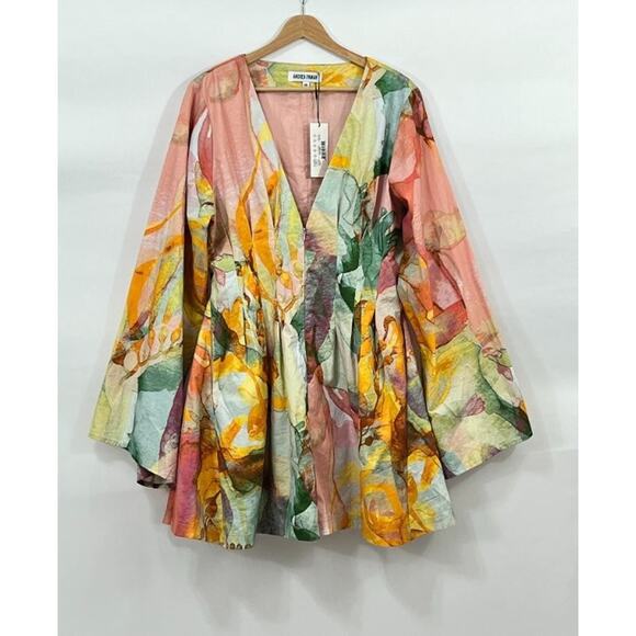 ANDREA IYAMAH Sz XXL 2x Zuli Print Pana Romper NWT Watercolor Cotton - Picture 9 of 11